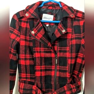 dELiA*s Red and Black Plaid Women's Jacket S